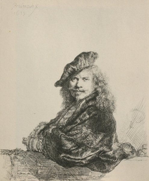 Rembrandt Leaning on a Stone Sill by Rembrandt Van Rijn - Hand-Painted Oil Painting Reproduction