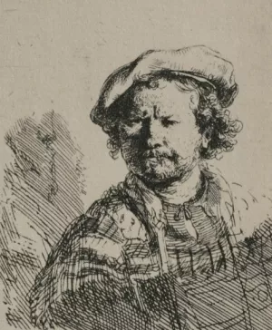 Rembrandt with a Flat Cap and Slashed Vest by Rembrandt Van Rijn - Oil Painting Reproduction