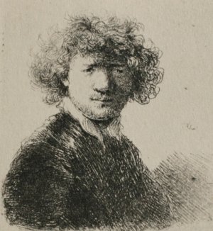 Rembrandt with Bushy Hair and a Small White Collar by Rembrandt Van Rijn Oil Painting