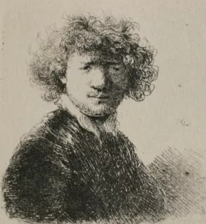 Rembrandt with Bushy Hair and a Small White Collar by Rembrandt Van Rijn - Oil Painting Reproduction
