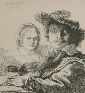 Rembrandt with His Wife by Rembrandt Van Rijn Oil Painting