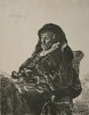 Rembrandt's Mother in a Widow's Dress Oil painting by Rembrandt Van Rijn