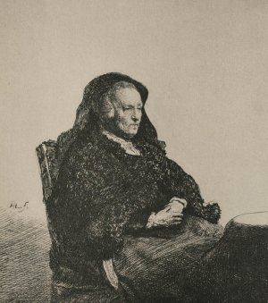 Rembrandt's Mother, Seated, Looking to the Right Oil painting by Rembrandt Van Rijn