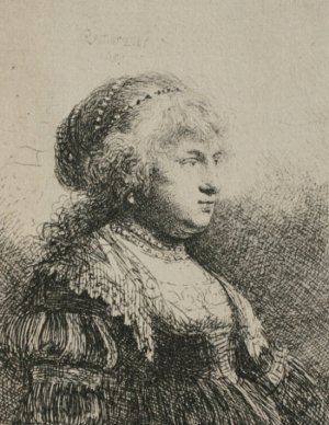 Rembrandt's Wife with Pearls in her Hair by Rembrandt Van Rijn Oil Painting
