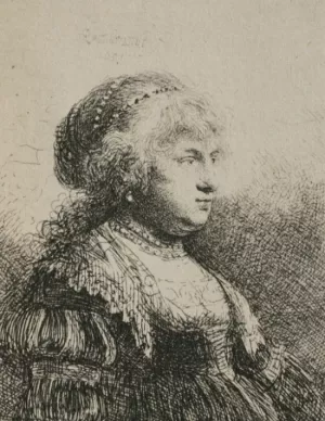 Rembrandt's Wife with Pearls in her Hair painting by Rembrandt Van Rijn