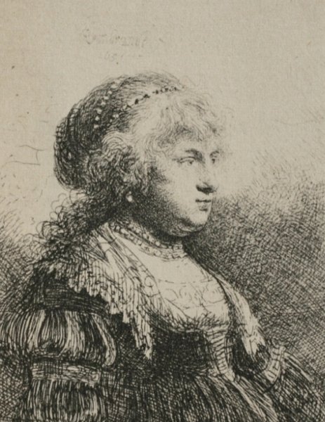Rembrandt's Wife with Pearls in her Hair by Rembrandt Van Rijn - Hand-Painted Oil Painting Reproduction