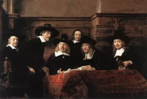 Sampling Officials of the Drapers' Guild by Rembrandt Van Rijn - Oil Painting Reproduction