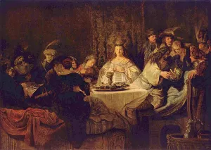 Samson at the Wedding by Rembrandt Van Rijn - Oil Painting Reproduction