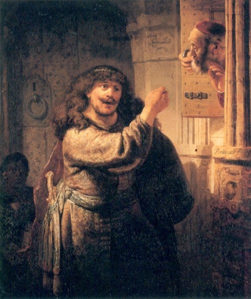 Samson Threatening His Father-in-Law by Rembrandt Van Rijn - Hand-Painted Oil Painting Reproduction