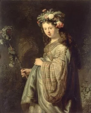 Saskia Dressed as Flora by Rembrandt Van Rijn Oil Painting