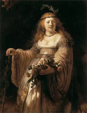 Saskia van Uylenburgh in Arcadian Costume by Rembrandt Van Rijn - Oil Painting Reproduction