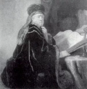 Scholar Seated at a Desk Oil painting by Rembrandt Van Rijn