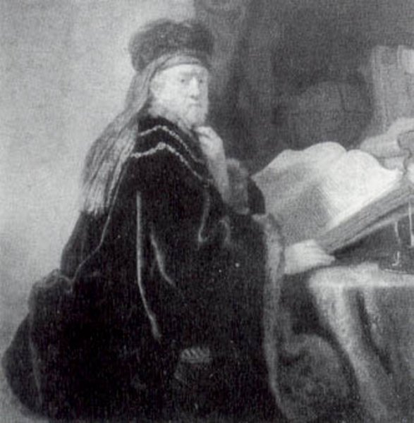 Scholar Seated at a Desk by Rembrandt Van Rijn - Hand-Painted Oil Painting Reproduction