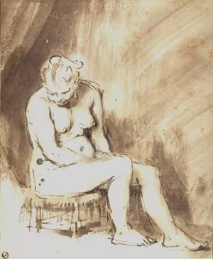 Seated Female Nude by Rembrandt Van Rijn - Oil Painting Reproduction