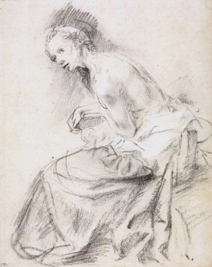 Seated Female Nude as Susanna by Rembrandt Van Rijn Oil Painting
