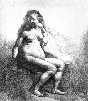 Seated Female Nude by Rembrandt Van Rijn Oil Painting