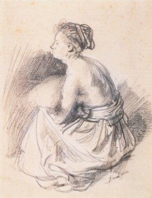 Seated Woman, Naked to the Waste by Rembrandt Van Rijn Oil Painting