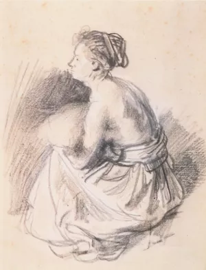 Seated Woman, Naked to the Waste painting by Rembrandt Van Rijn
