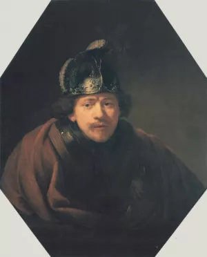 Self Portait with Helmet by Rembrandt Van Rijn - Oil Painting Reproduction