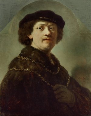 Self-Portrait in a Black Cap by Rembrandt Van Rijn Oil Painting