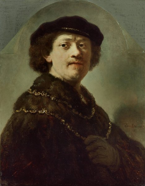 Self-Portrait in a Black Cap  by Rembrandt Van Rijn - Hand-Painted Oil Painting Reproduction
