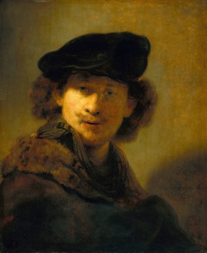 Self-Portrait in a Velvet Beret by Rembrandt Van Rijn Oil Painting