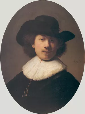 Self Portrait with a Wide-Brimmed Hat by Rembrandt Van Rijn - Oil Painting Reproduction
