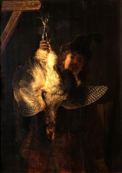 Self Portrait with Bittern by Rembrandt Van Rijn - Hand-Painted Oil Painting Reproduction