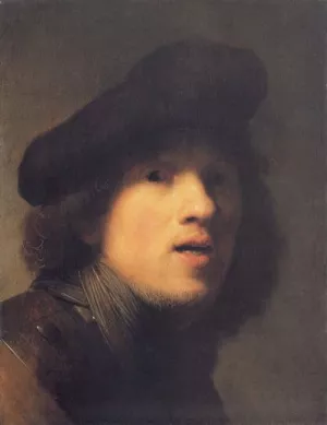 Self Portrait with Gorget and Beret by Rembrandt Van Rijn - Oil Painting Reproduction