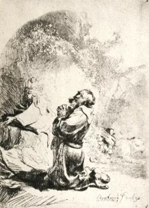 St. Gerome Kneeling by Rembrandt Van Rijn - Oil Painting Reproduction
