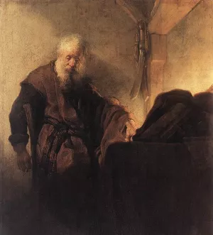 St Paul at His Writing-Desk by Rembrandt Van Rijn Oil Painting
