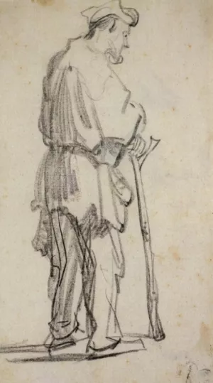 Standing Beggar Turned to the Right Oil painting by Rembrandt Van Rijn