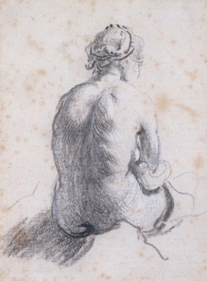 Study of a Female Nude Seen from the Back by Rembrandt Van Rijn Oil Painting
