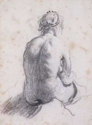 Study of a Female Nude Seen from the Back by Rembrandt Van Rijn - Oil Painting Reproduction