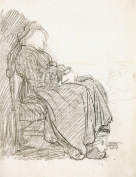 Study of a Woman Asleep by Rembrandt Van Rijn - Hand-Painted Oil Painting Reproduction