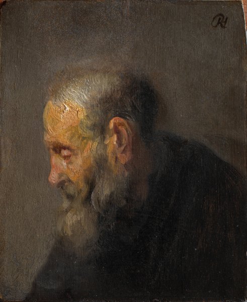 Study of an Old Man in Profile by Rembrandt Van Rijn - Hand-Painted Oil Painting Reproduction
