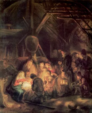 The Adoration of the Shepards by Rembrandt Van Rijn - Oil Painting Reproduction