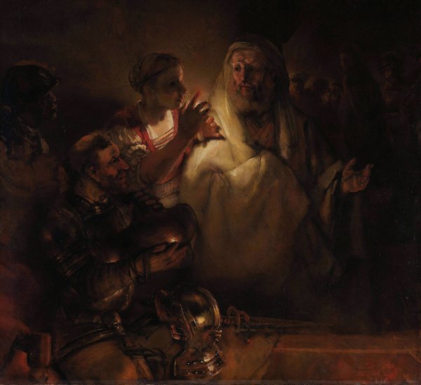 Main Product Photo of The Denial of St Peter  Painting by Rembrandt Van Rijn