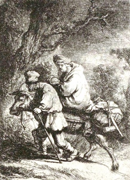 The Flight into Egypt by Rembrandt Van Rijn - Hand-Painted Oil Painting Reproduction