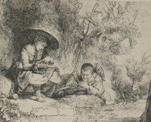 The Flute Player by Rembrandt Van Rijn Oil Painting