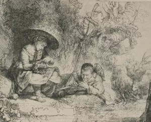 The Flute Player Oil painting by Rembrandt Van Rijn