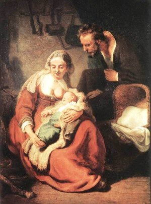 The Holy Family by Rembrandt Van Rijn Oil Painting