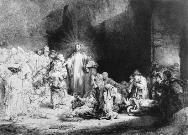 Main Product Photo of The Little Children Being Brought to Jesus Painting by Rembrandt Van Rijn