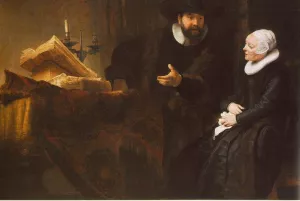 The Mennonite Minister Cornelis Claesz. Anslo in Conversation with His Wife, Aaltje by Rembrandt Van Rijn - Oil Painting Reproduction