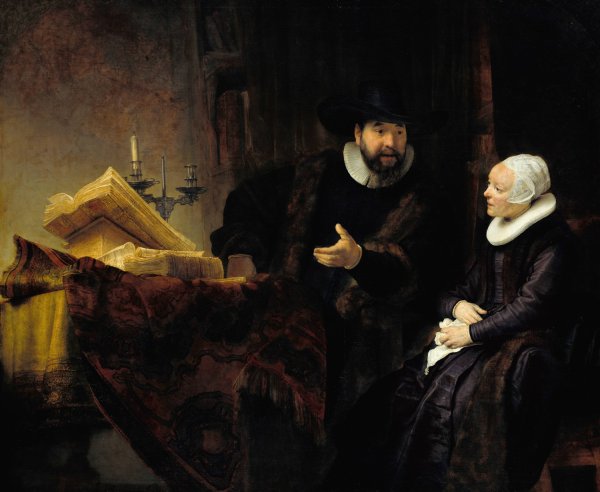 The Mennonite Preacher Anslo and his Wife  by Rembrandt Van Rijn - Hand-Painted Oil Painting Reproduction