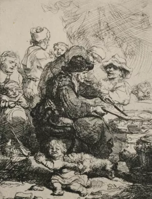 The Pancake Woman by Rembrandt Van Rijn - Oil Painting Reproduction