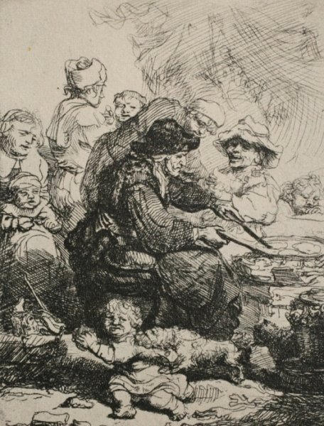 The Pancake Woman by Rembrandt Van Rijn - Hand-Painted Oil Painting Reproduction