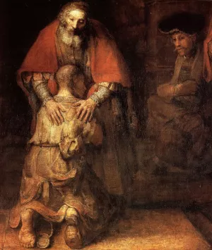 The Return of the Prodigal Son Detail painting by Rembrandt Van Rijn