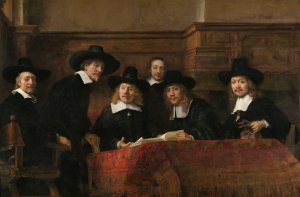 The Sampling Officials of the Amsterdam Drapers' Guild, Known as 'The Syndics' by Rembrandt Van Rijn Oil Painting