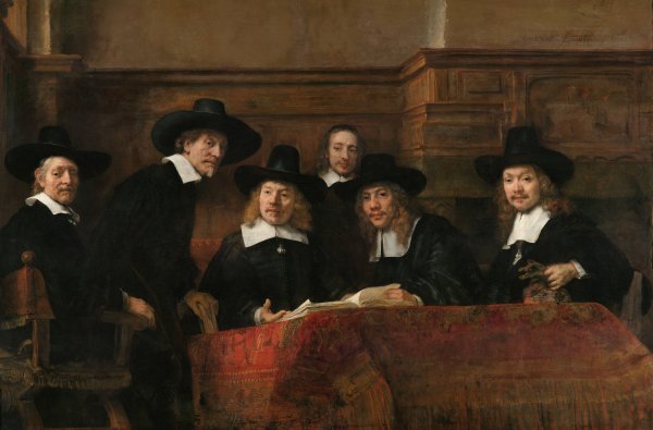 The Sampling Officials of the Amsterdam Drapers' Guild, Known as 'The Syndics' by Rembrandt Van Rijn - Hand-Painted Oil Painting Reproduction